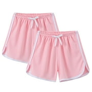 Beach Vacation Shorts for Teen Girls New Girls Boys 2 Pack Running Athletic Cotton Shorts Kids Baby Workout and Fashion Summer Beach Sports Pinky 8 Years